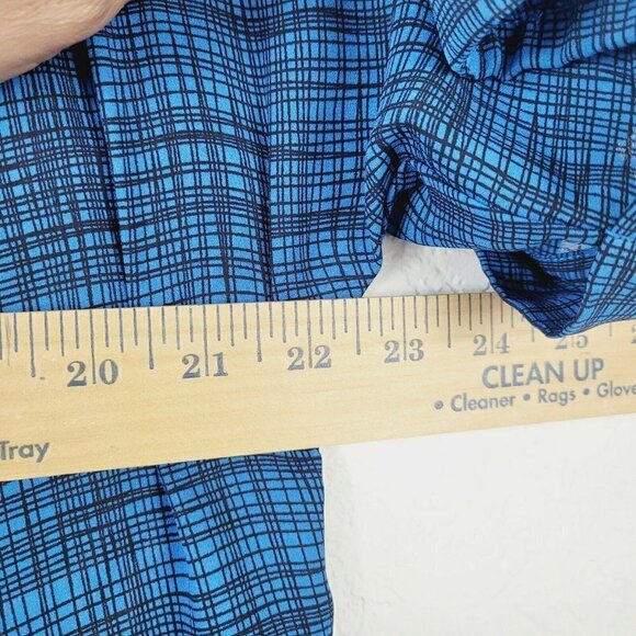 Worthington Petite Women's Blouse Blue Black Print Sz P Large Drop Neck Mature - Picture 8 of 8